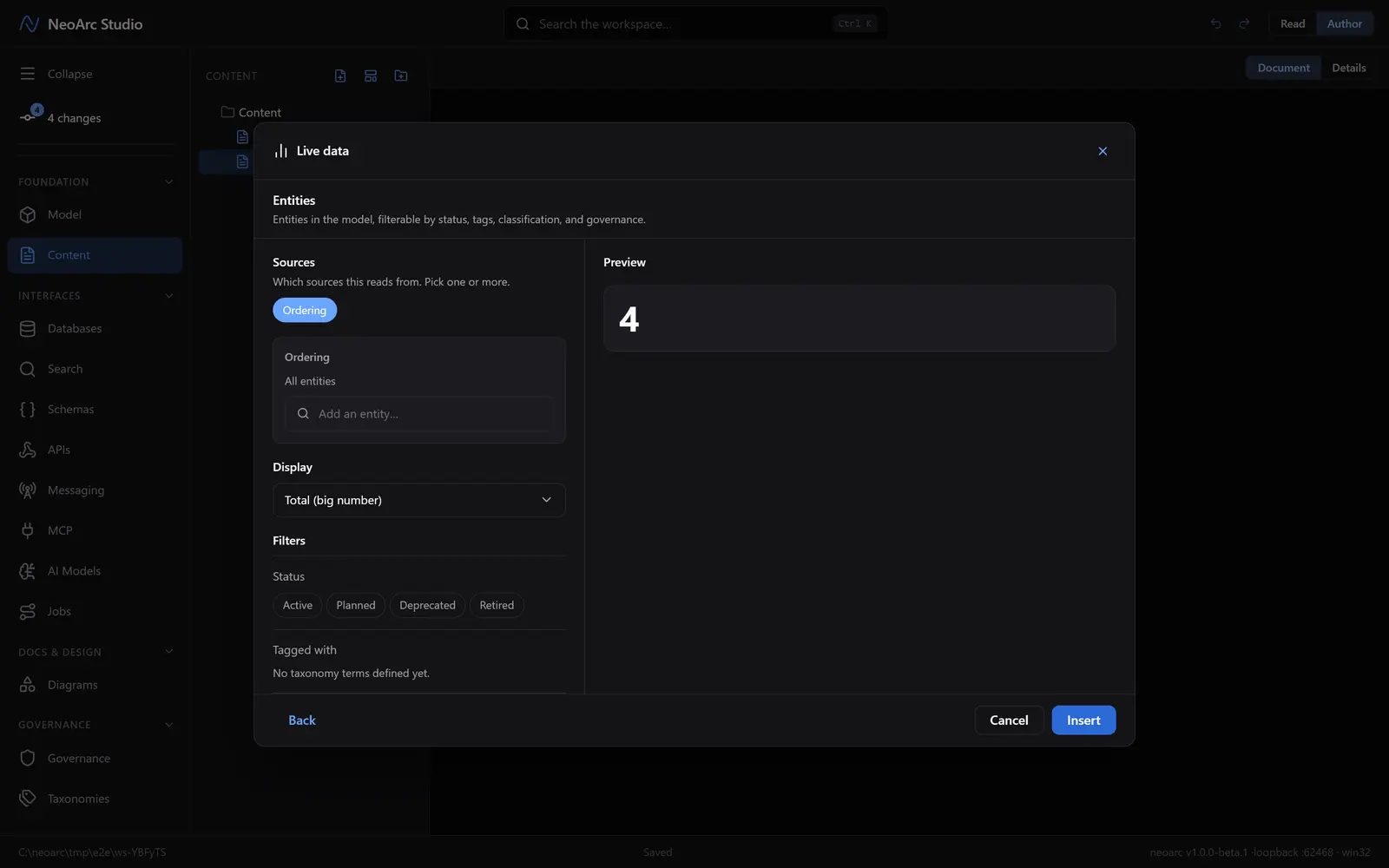 The configure step: sources, display, filters, and a live preview